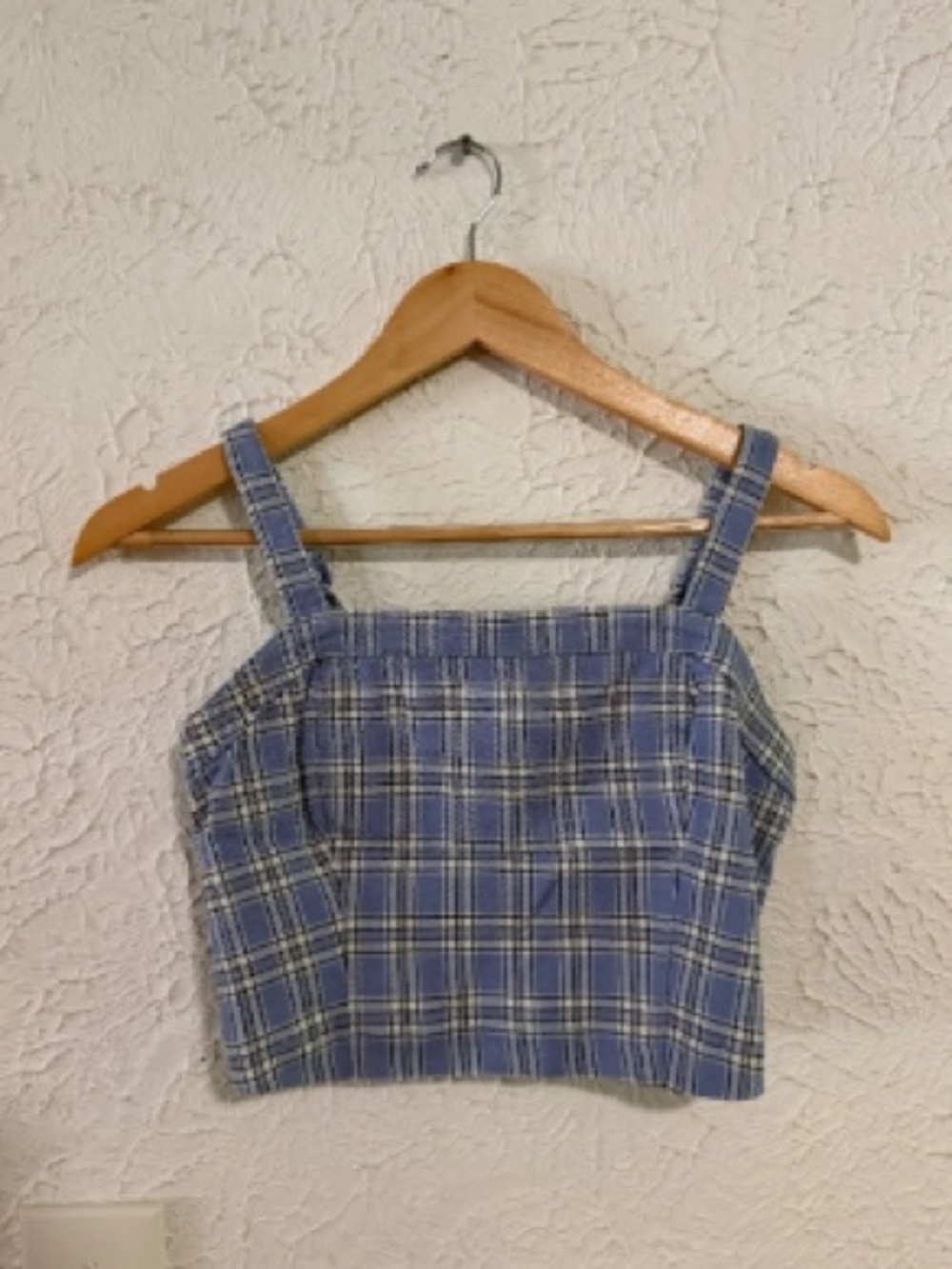 Hollister Blue Plaid Cropped Tank
